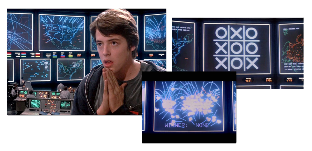 Retro cyber data visualizations, from Wargames (1983), United Artists. Image Source: IMDb