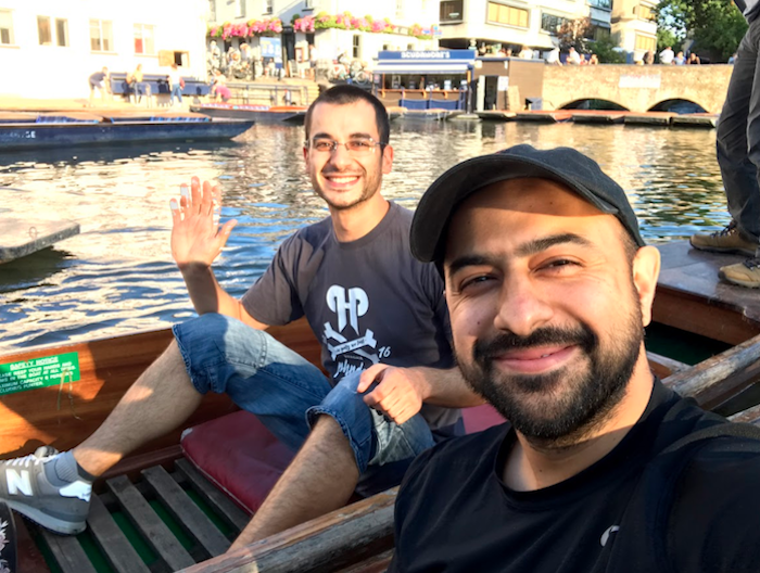 Taking a punting selfie with one of my new colleagues, Harpreet. I'm the one waving.