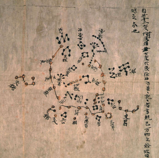 An extract from the Dunhuang Chinese Star Chart, currently held at the British Library.