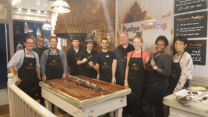 The Cambridge Intelligence crew gleaming with pride with their fudge