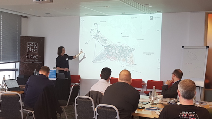 Joe Clark, KeyLines developer, presenting the latest geospatial features