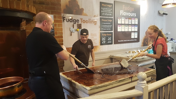 Phil and Julia perfecting their fudge-making skills