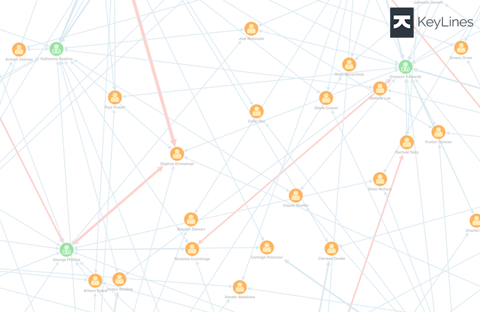 Visual data modeling: Red links indicate a complaint made by a patient about an appointment