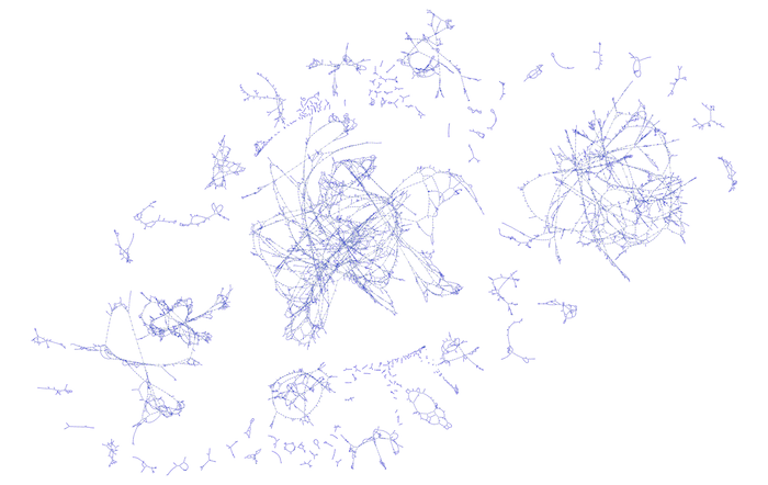 visualizing network infrastructure - The entire European energy infrastructure dataset presented in an organic layout.