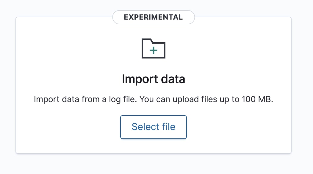 Kibana's import data page