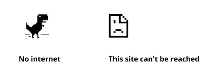 The alerts you see when a browser can't connect to the internet