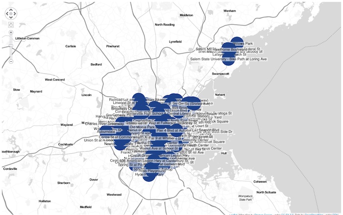 Geospatial map showing station locations 