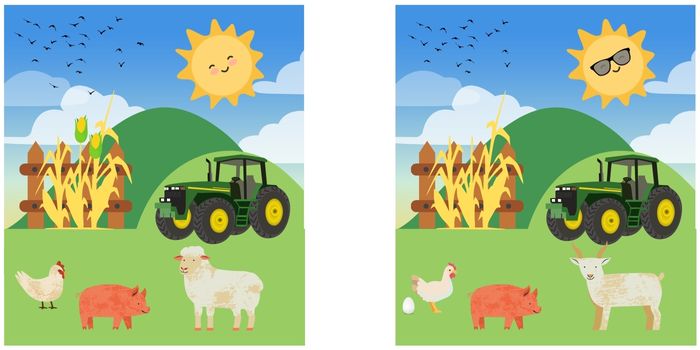 Two almost identical farmyard scenes