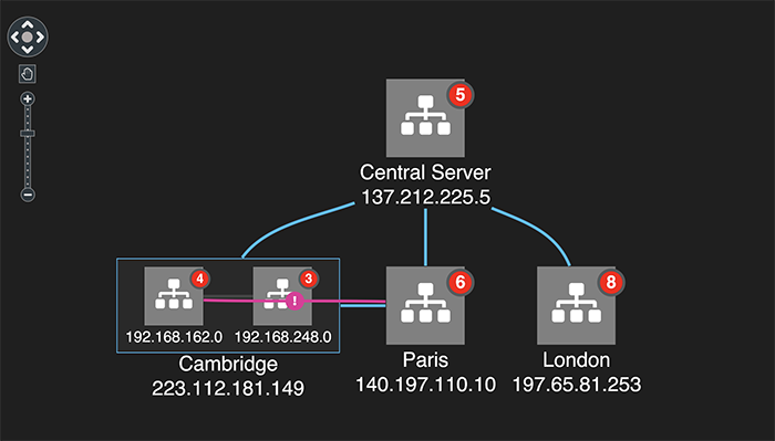 The same chart with one node expanded to show its contents