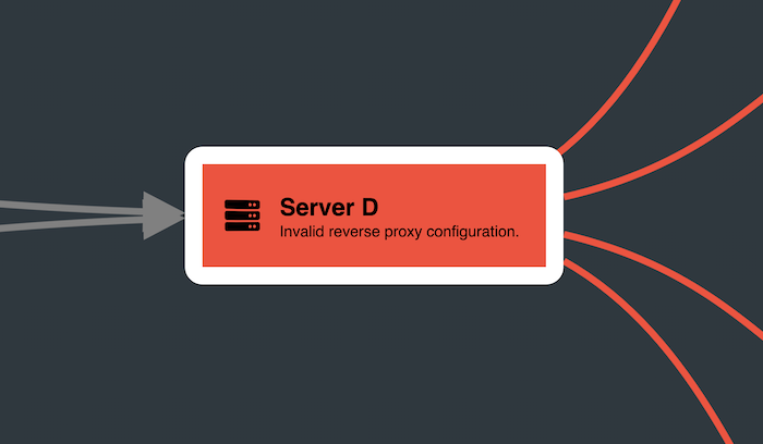 The node representing server D