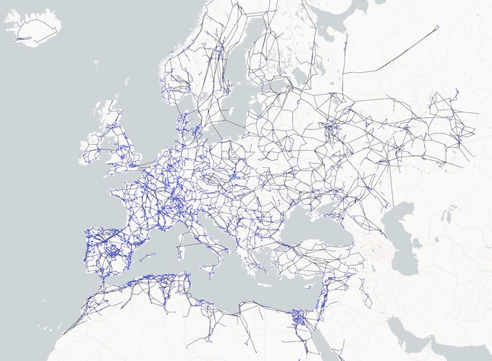 Using our graph visualization toolkits to map a complex system of energy pipelines across Europe