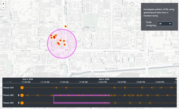 a map data visualization app tracking movements of volunteer students