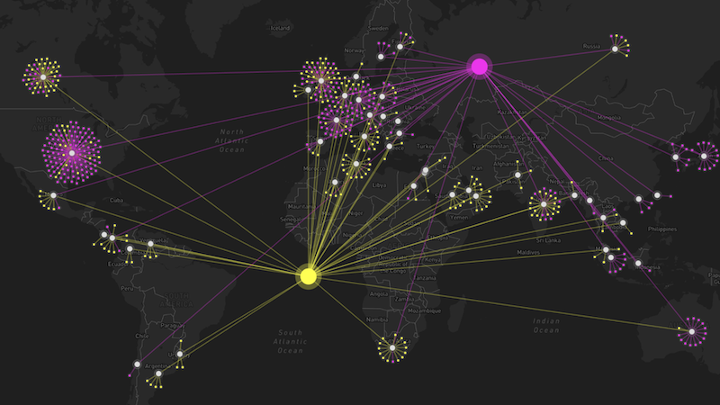 a geospatial visualization of cyber threat intelligence in MapWeave