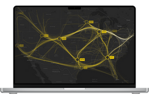 A screen showing a geospatial visualization created using MapWeave