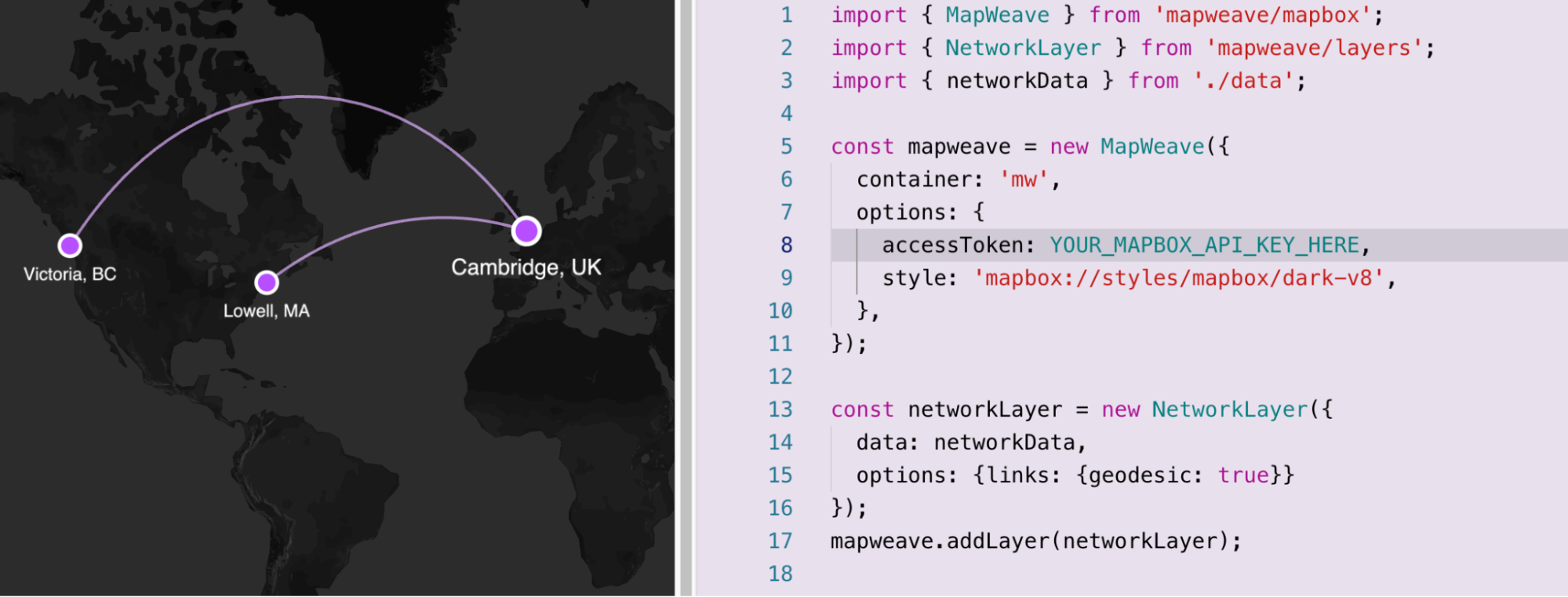 MapWeave geospatial visualization and code snippet