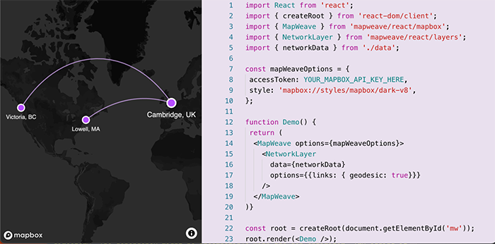 MapWeave geospatial visualization and code snippet