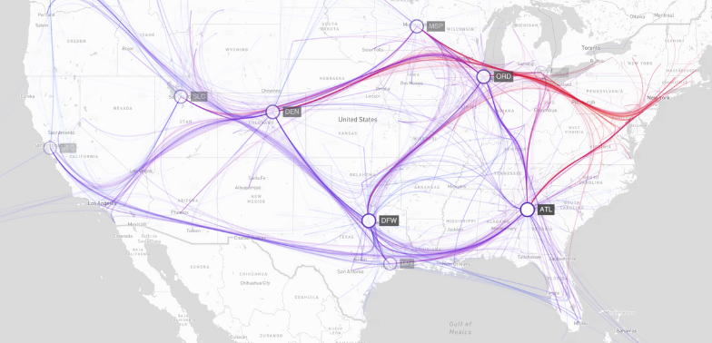 supply chain data visualization, using geospatial graph visualization