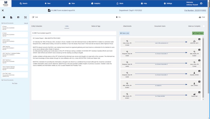 Dashboard incident report